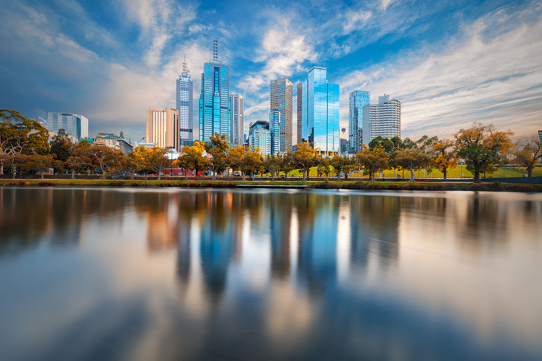 Yarra River reflections on a cold winters morning in Melbourne