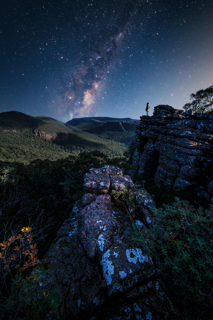 Stars glisten over the Grampians National Park in Victoria, Australia