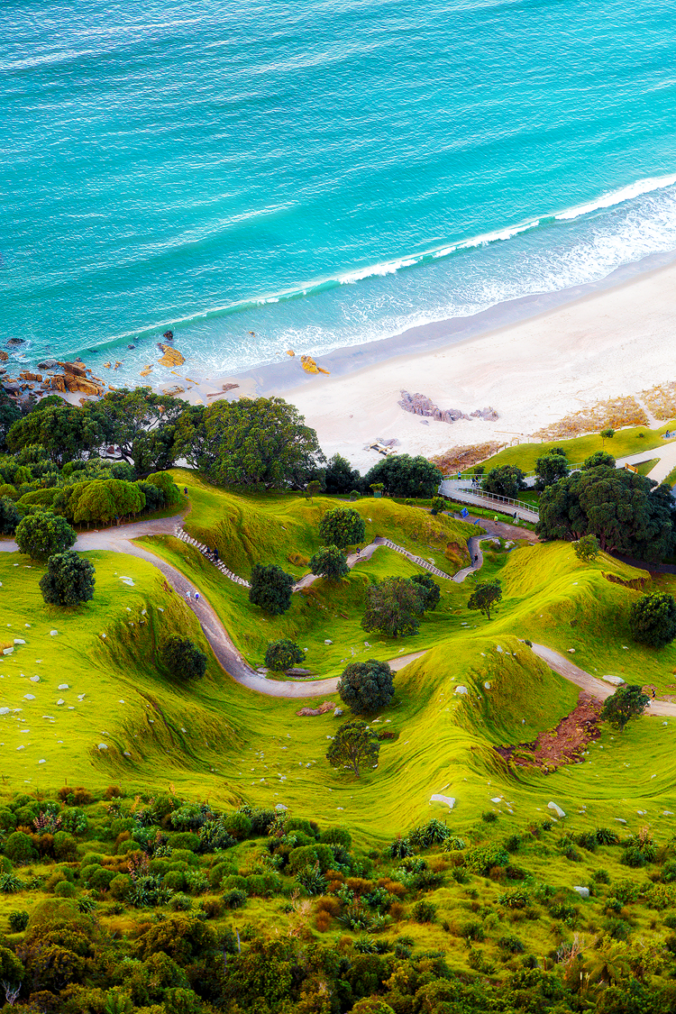 The folded base of Mount Maunganui, New Zealand